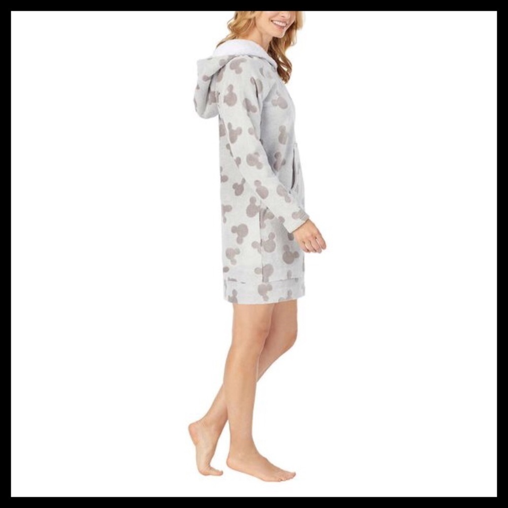 Disney Mickey Mouse Fleece Lounge Hoodie Robe Grey - Picture 3 of 4